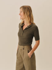 Coastal Linen Rib S S Henley