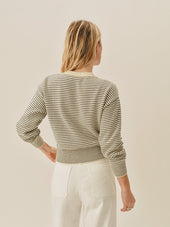 Navy / Natural Stripe Seaside Stripe Cotton Crew