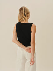 Coastal Linen Pointelle Button Down Tank