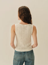 Coastal Linen Pointelle Button Down Tank