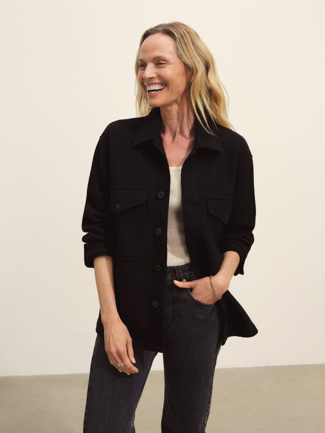 Black Felted Wool Field Shirt