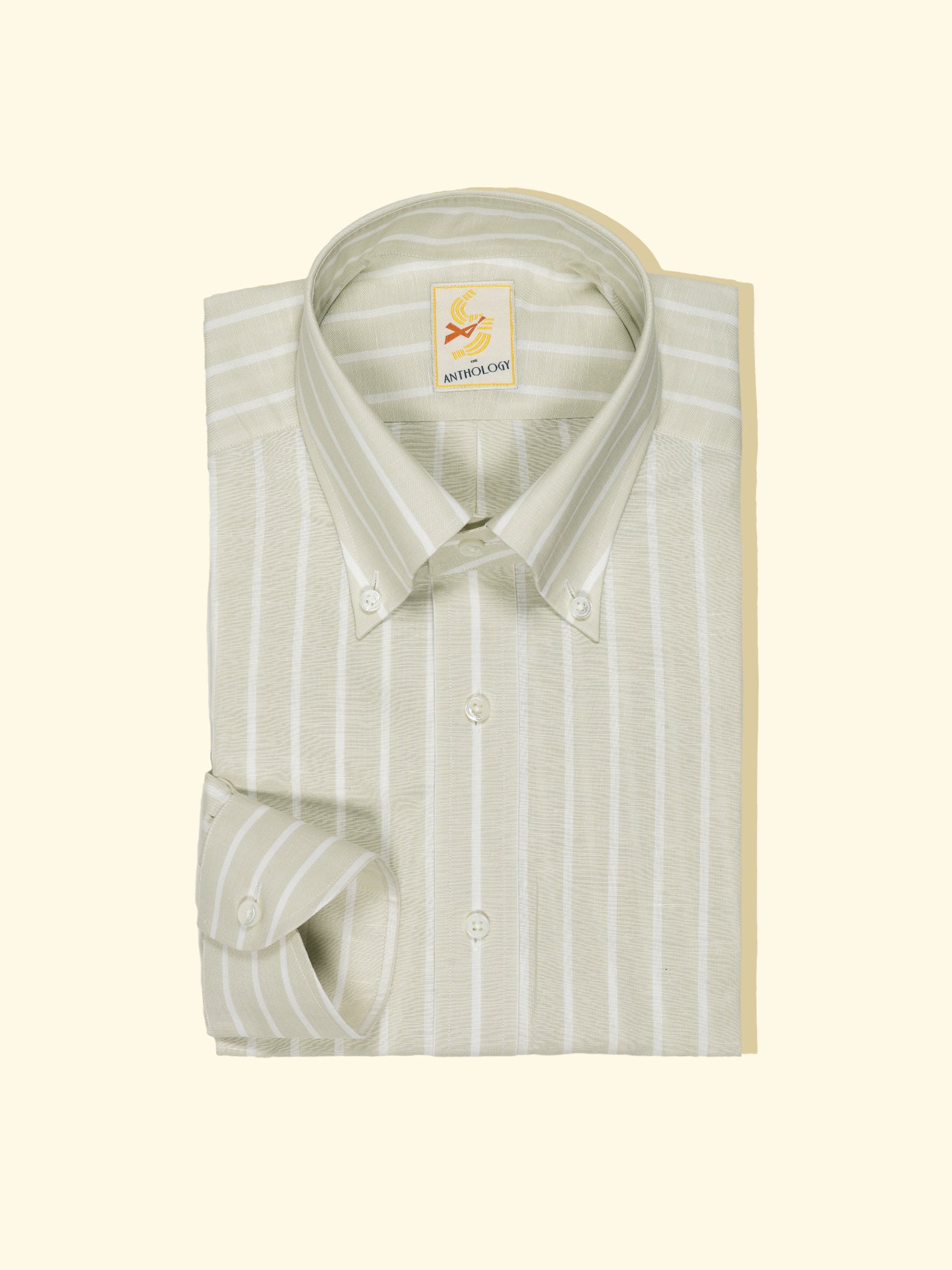 Beige and White Cotton/Linen Reverse Striped Shirt — The Anthology