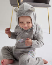 Panda Cashmere Sleepsuit Fumo Grey