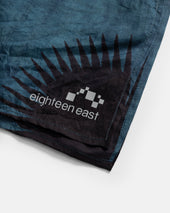 SOLARO HAND-BLOCK PRINTED BANDANA - NATURAL INDIGO / NATURAL IRON DYED COTTON/SILK PLAIN WEAVE