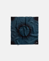 SOLARO HAND-BLOCK PRINTED BANDANA - NATURAL INDIGO / NATURAL IRON DYED COTTON/SILK PLAIN WEAVE