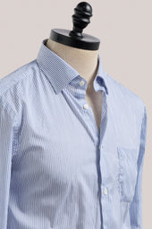 Italian Banker Stripe Work Shirt Cotton And White Stripe