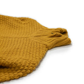 High Collar Zippered Cardigan In Sunflower Gold Popcorn Stitch Wool
