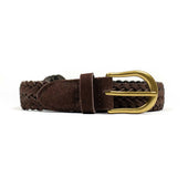 Woven Belt In Dark Brown Suede