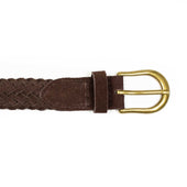 Woven Belt In Dark Brown Suede