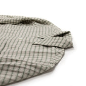 Button Down Shirt In Beige And Green Check Cotton And Linen Seersucker