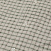 Button Down Shirt In Beige And Green Check Cotton And Linen Seersucker