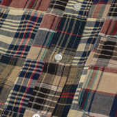 Button Down Shirt In Plaid Patchwork Cotton Madras
