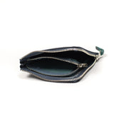 Double Zip Wallet In And Petrol Colored Leather