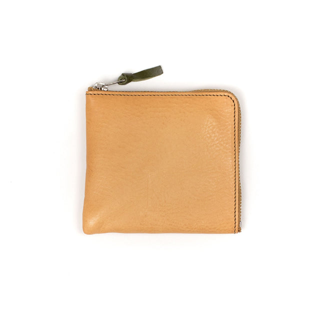 Double zip wallet in tan and olive leather