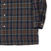 Open Collar Shirt In And Blue Check Indian Madras Cotton