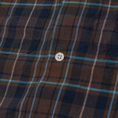Open Collar Shirt In And Blue Check Indian Madras Cotton