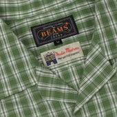 Open Collar Shirt In Green Check Indian Madras Cotton