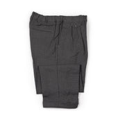 Pleated Easy Pants In Dark Grey Linen And Cotton Basketweave Canvas