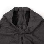 Pleated Easy Pants In Dark Grey Linen And Cotton Basketweave Canvas