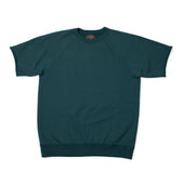 Short Sleeve Cut Off Sweatshirt In Dark Cotton Terrycloth