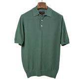 Gosen knit short sleeve polo in olive green