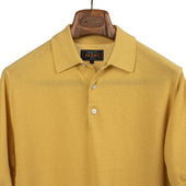 Gosen Knit Short Sleeve Polo In Sunflower