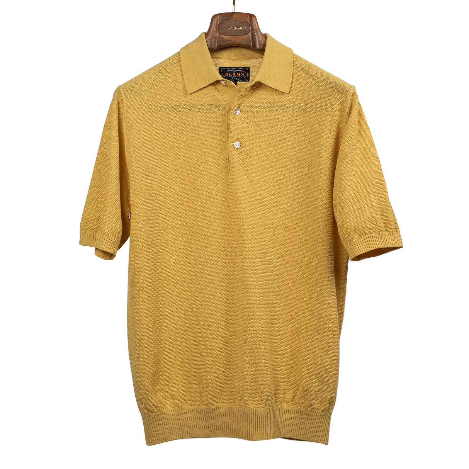 Gosen Knit Short Sleeve Polo In Sunflower