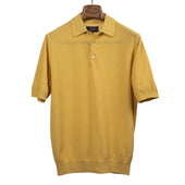 Gosen knit short sleeve polo in sunflower yellow
