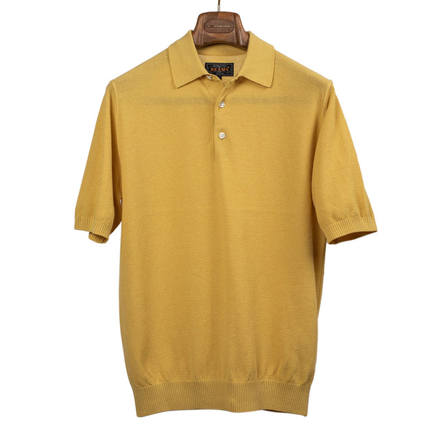 Gosen knit short sleeve polo in sunflower yellow