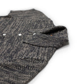 Short Sleeve Polo In Grey Melange Chunky Knit Cotton