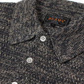 Short Sleeve Polo In Grey Melange Chunky Knit Cotton