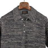 Short Sleeve Polo In Grey Melange Chunky Knit Cotton