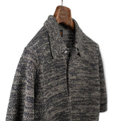Short Sleeve Polo In Grey Melange Chunky Knit Cotton