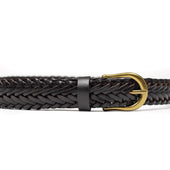 Woven Belt In Dark Brown Leather