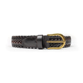 Woven Belt In Dark Brown Leather