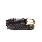 Woven belt in dark brown leather