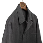 Mil Chore Coat In Dark Grey Linen And Cotton Basketweave Canvas