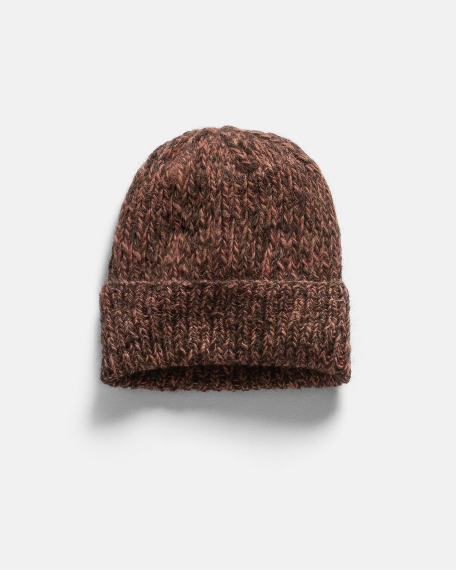 Himalayan Hand Knit Watch Cap Naturally Dyed Lac Red Undyed Dark Nomadic Woolen Rib
