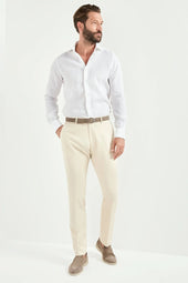 Beige Cotton And Linen Garda Trousers Made In Italy