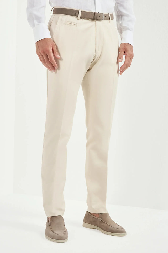 Beige cotton and linen Garda trousers - Made in Italy