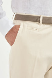 Beige Cotton And Linen Garda Trousers Made In Italy
