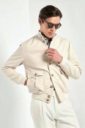 Beige Cotton Bomber Made In Italy