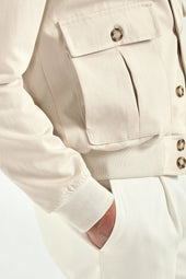 Beige Cotton Bomber Made In Italy