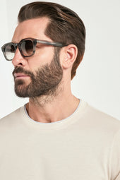 Beige Cotton T Shirt With Collar Detail Made In Italy