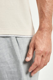 Beige Cotton T Shirt With Collar Detail Made In Italy