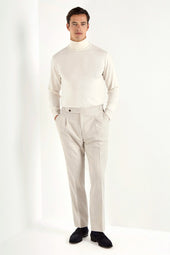 Beige Flannel Roma Trousers Made In Italy