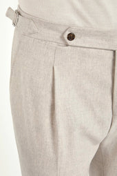 Beige Flannel Roma Trousers Made In Italy