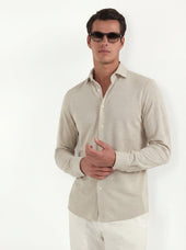 Beige jersey merino shirt - Made in Italy