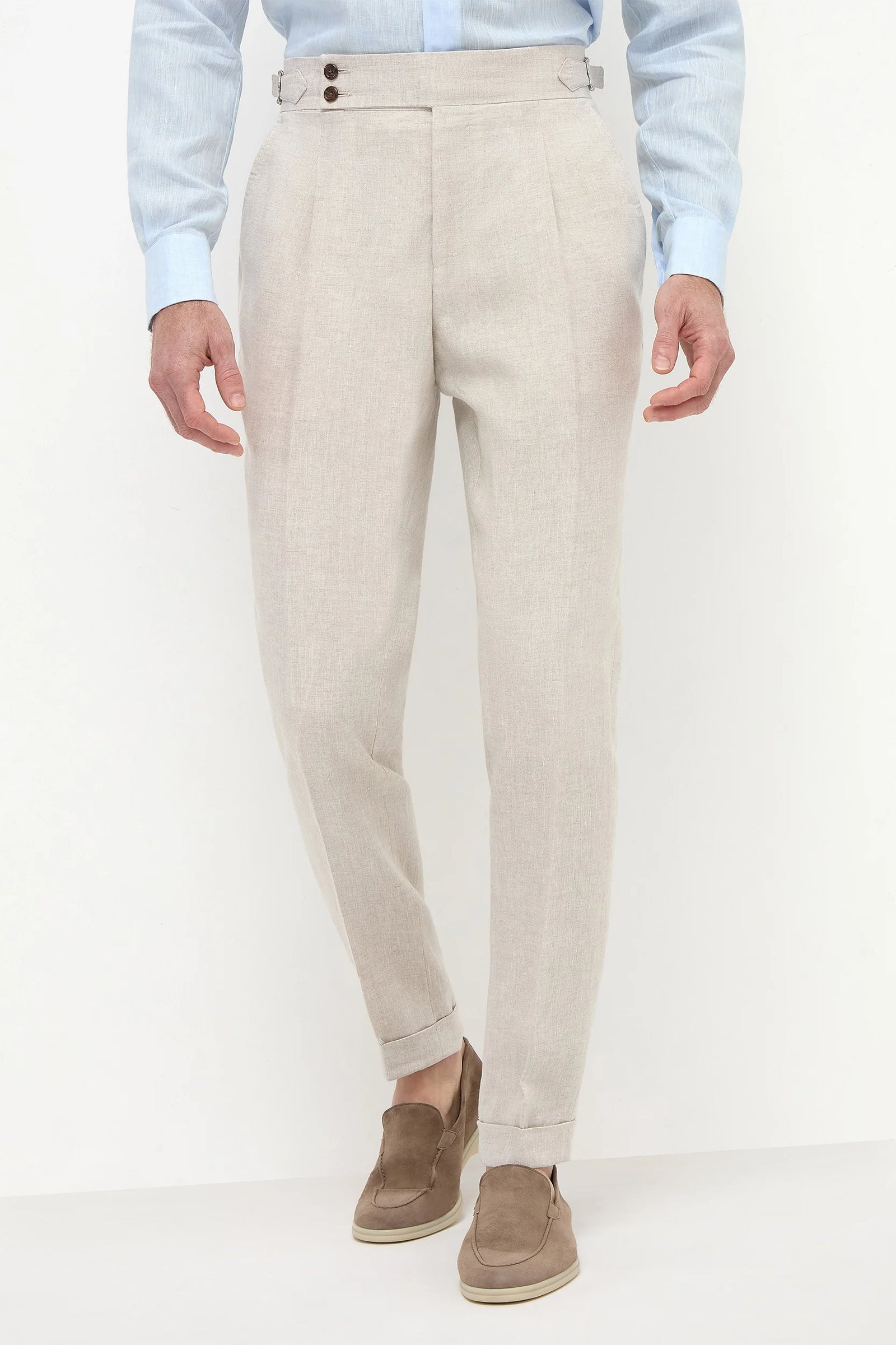 Beige Linen Soragna Trousers Made In Italy