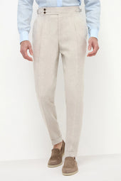 Beige linen Soragna trousers - Made in Italy